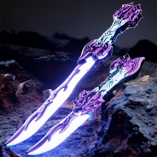 Folding Double Edged Swords Rechargeable LED Light Swords Toy Interactive Multiplayer Battle Toy