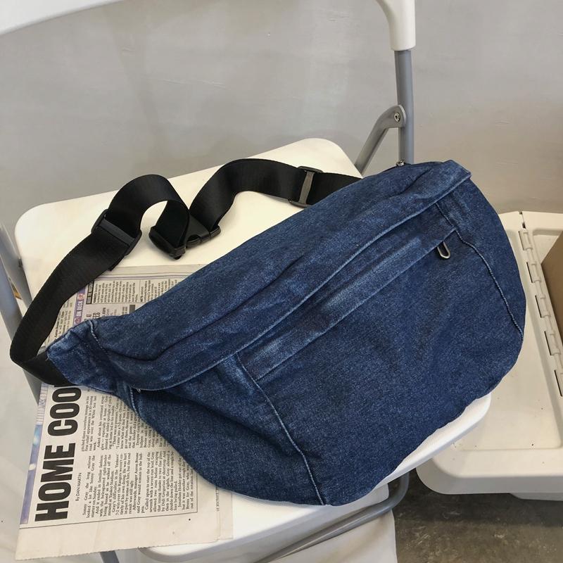 Student's Large Capacity Denim Chest Bag Women's Crossbody Bag Waist Bag