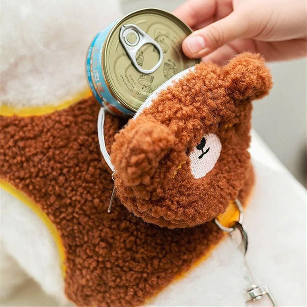 Soft Fleece Dog Collar Harness Cute Pet Vest Chest Strap Pet Backpack  Outdoor Walking Travel