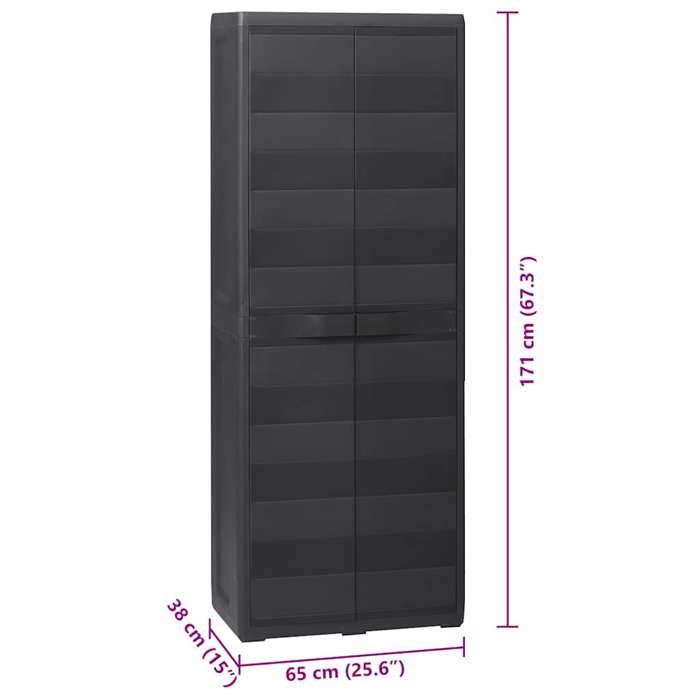 Armoire de rangement - vidaXL - Noir - 3 étagères - Extérieur - Meuble de jardin