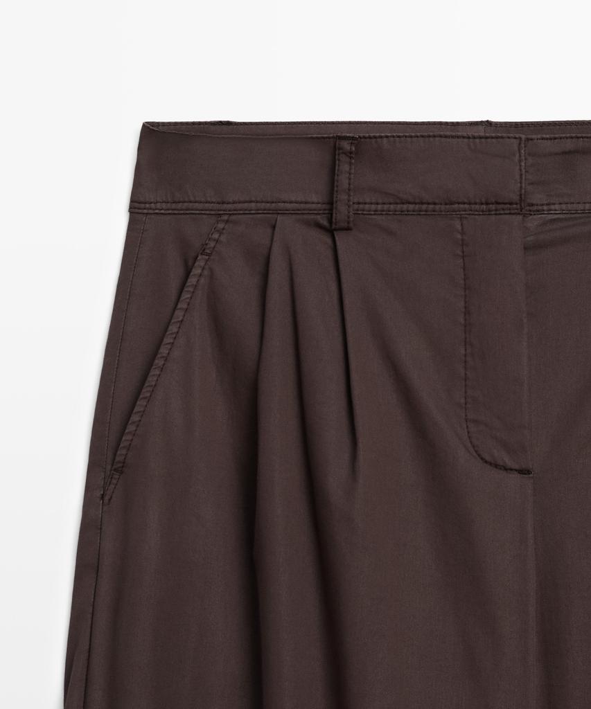 Masimodutti Cotton Poplin Blend Tuck Pants