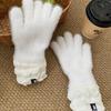 Star Bear Patch Design Full Finger Gloves Thick Plush Winter Gloves  Cold Weather