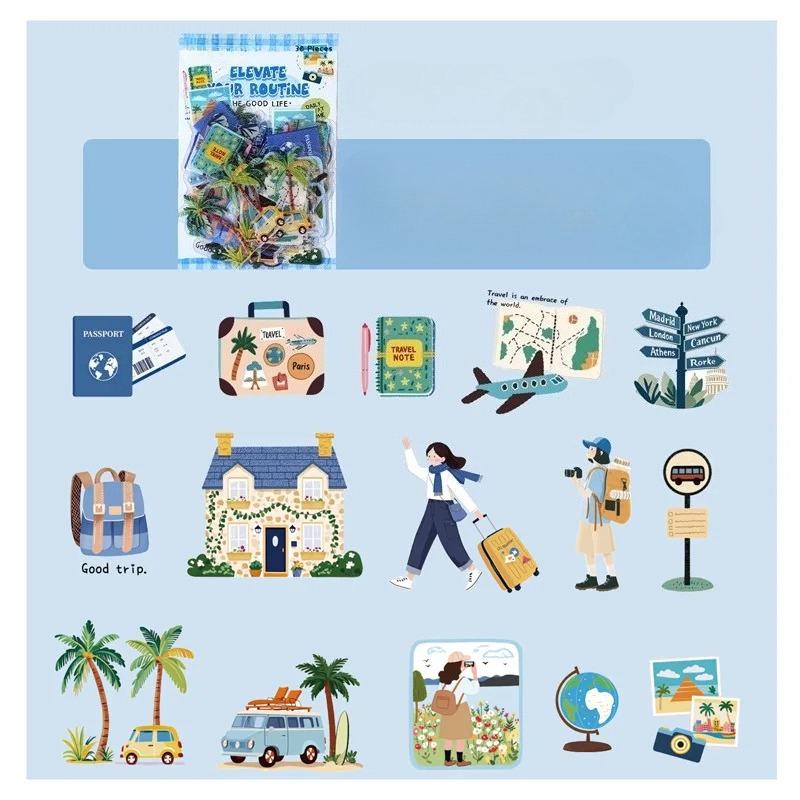 30 Pcs Card Lover Light Up Daily Series Minimally Designed Wallet Sticker DIY Water Cup Sticker PET Material Scrapbook Kit