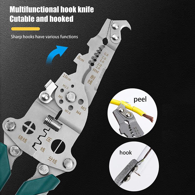 1Pcs Foldable Wire Stripper Multi-Function Pulley Tool For Crimping Splitting Winding Ideal For Electricians