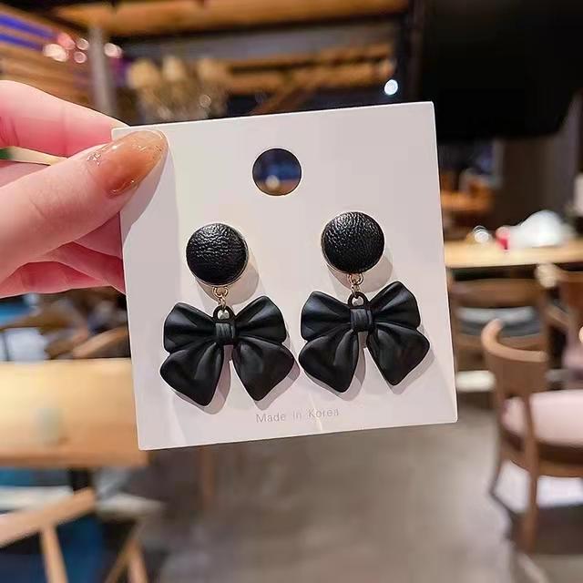 jewelry fashion Black Bowknot Cube Crystal Earring Square bow Earrings for Women Pretty gift