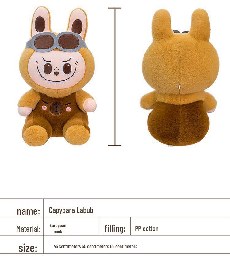 Capybara Pilot Labubu Plush Pillow – Children's Cartoon Companion Gift