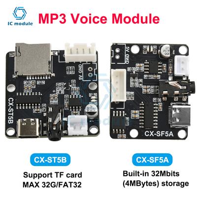 DC3.3-5.2V SF5A/ST5B Serial Port Mp3 Voice Chip Module Microcontroller Control Triggers Voice Module TF Card Custom Audio Module