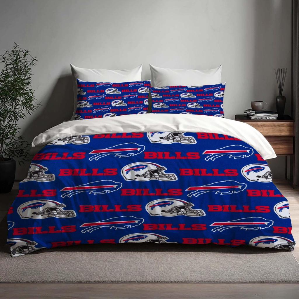 Regalo Natale Buffalo Bills Copripiumino Tre Set Biancheria da Letto Nome Personalizzato Biancheria da Letto Compleanno Coperta Trapuntata Regalo Halloween Ritorno a Scuola.