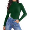 Women's Fashion High Neck Slim T-Shirt Long Sleeve Pullover Solid Colour Top