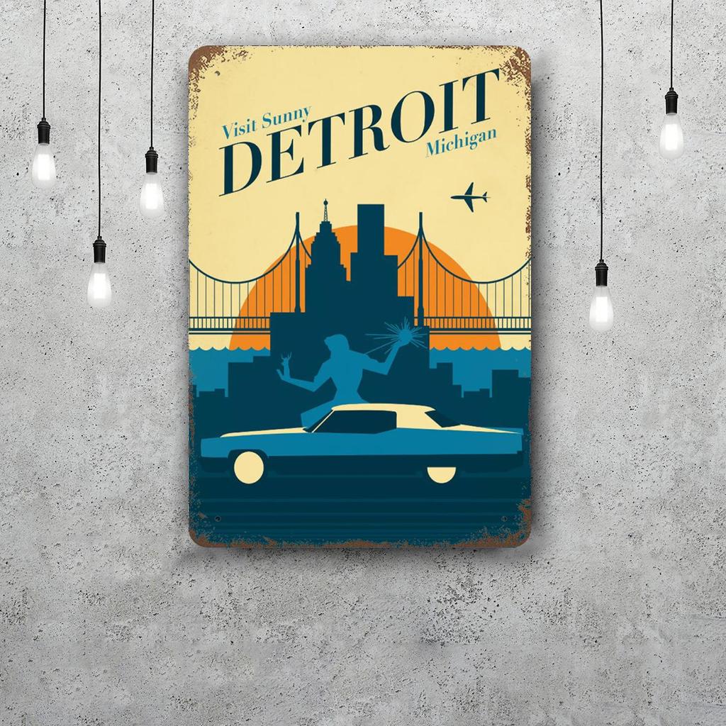 detroit Funny Bar Metal Sign Retro Plaque Vintage Sign Alcohol Drinker Pub Club Man Cave Kitchen Wall Decoration
