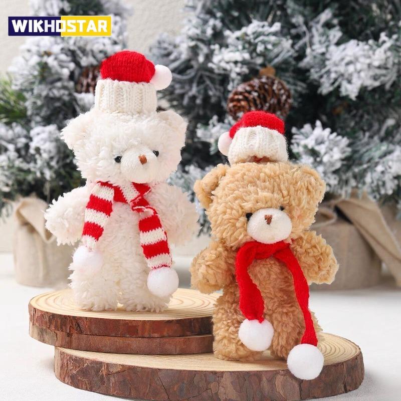 Kawaii Plüsch Bär Puppe Weihnachtsbaum Anhänger Weicher Mini Bär Niedlicher Plüsch Bär Kinder Weihnachtsgeschenk Weihnachten Heimdekoration Weihnachtsbaum