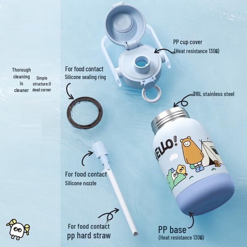 SUPOR 550ml Isolierter Trinkbecher mit Strohhalm für Kinder