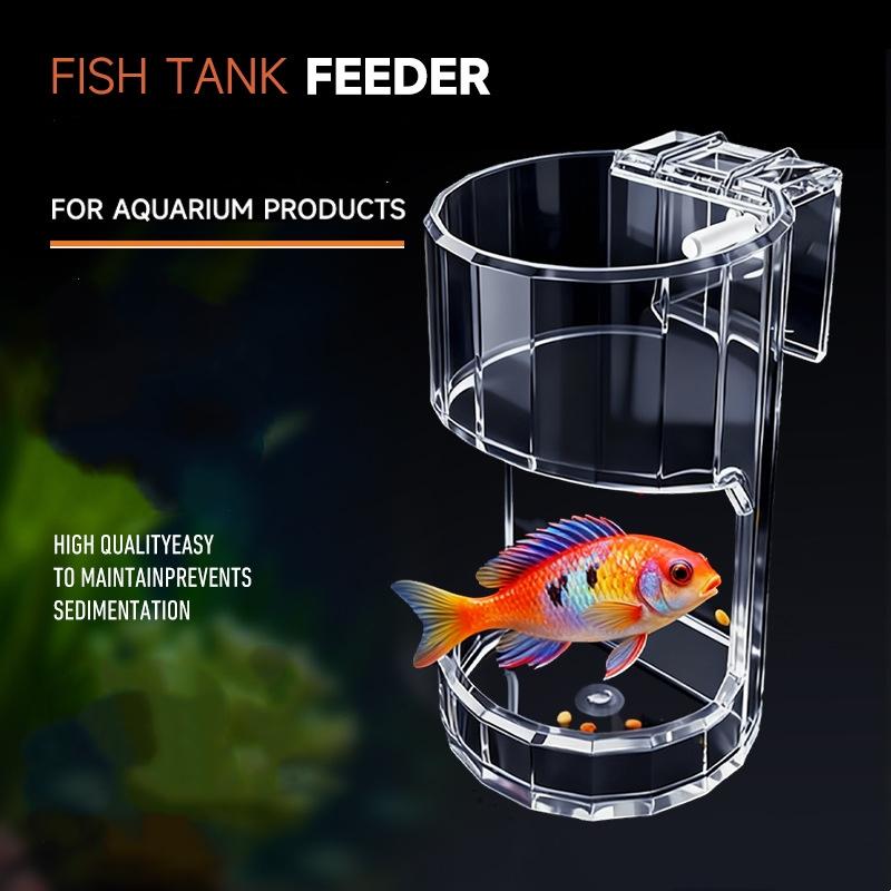 Transparent Acrylic Wall-Mounted Fish Feeder Ring Acrylic Automatic Food Dispenser Fish Tank Aquarium Feeding Tool Accessories+