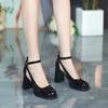 Fashion Women Cute Sweet Pink High Quality Hollow Out High Heel Shoes Lady Casual Round Toe Buckle Strap Comfort Office Party Shoes