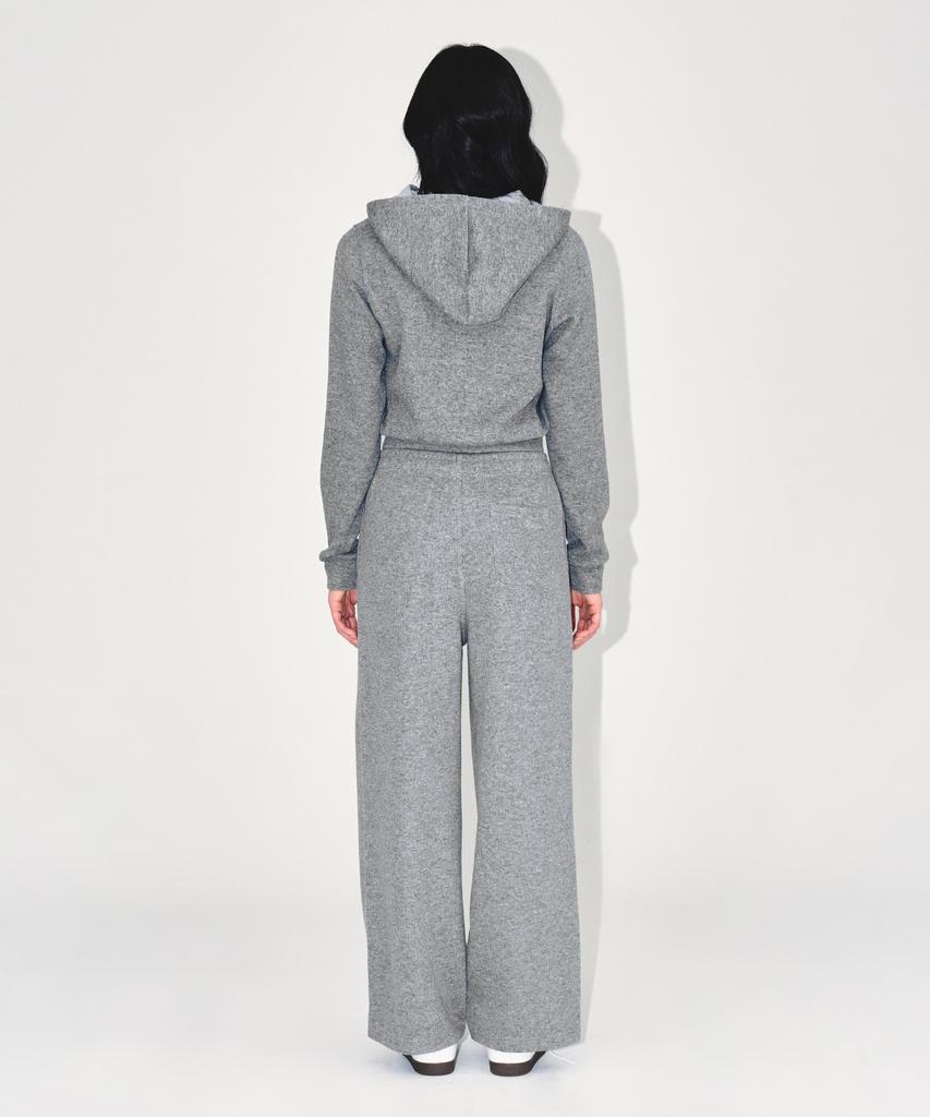 BORN TO WIN W Knit Like Semi Wide Pants [Melange Grey]
