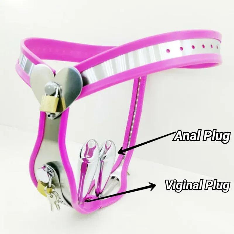 Female Chastity Belt Pants with Anal Vagina Plug Invisible Strap On Stainless Steel Gear Device BSDM Bondage SexToys for Woman