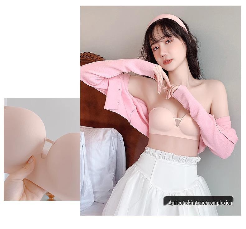 Reggiseno Push-Up Senza Spalline Senza Cuciture per Seno Piccolo – Senza Ferretto, Antiscivolo, Regolabile, Sollevante e con Bellissimo Design sulla Schiena