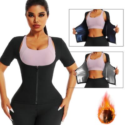 Women's Breast Support Short-sleeved Sportswear Yoga Sweat Fitness Clothing Corset Sweating Shapewear