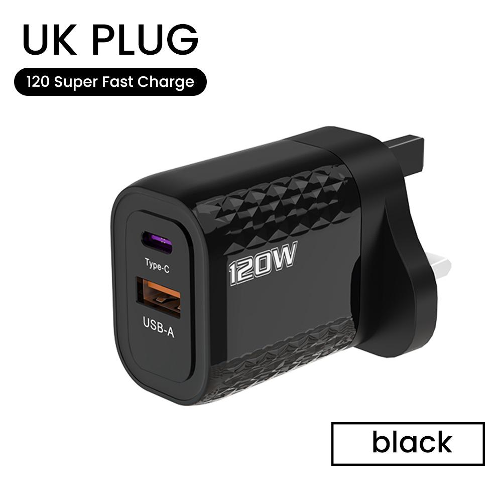 2 porty 120W rychlé nabíjení USB typ C nabíječka PD QC 3.0 USB C nabíječka EU/US/UK zástrčka adaptér pro iphone Xiaomi Samsung