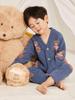Lanweiliyang Boys' Fleece-Lined Velvet Pajamas - Cozy Autumn/Winter Set