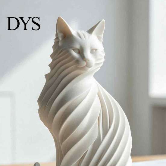 Decorative Sculptures for Modern Interior 3D Printed Cat Sculpture, Style Matte Statue, Black And White Art Decor Table PLA Ornament Home Aesthetic