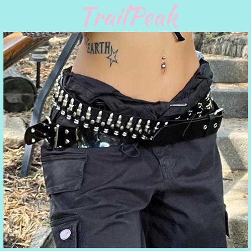 Bullet Style Womens Punk Trendy Rivet Belt Fashionable Versatile And Personalized Decorative Accessory
