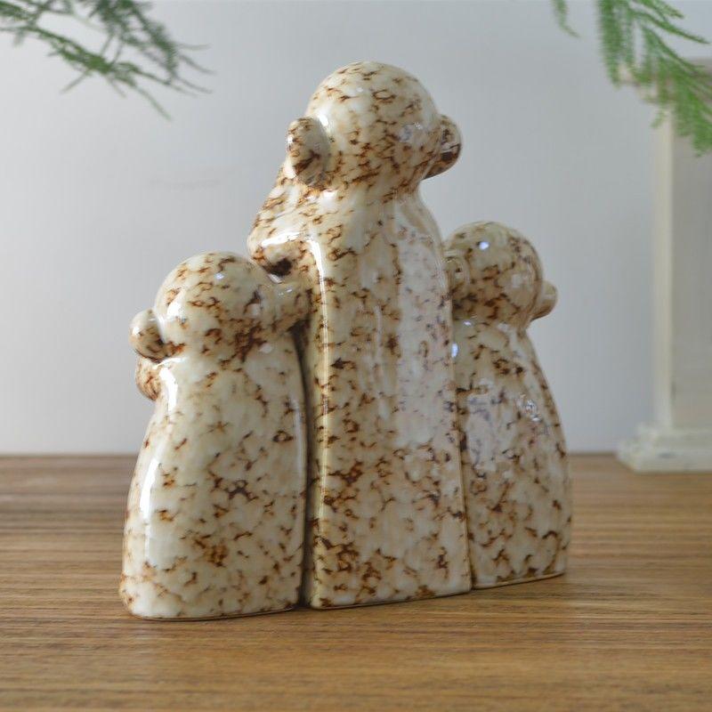 3-teilige Keramik-Affenstatuen – Tischkunst-Ornamente für Heim- und Bürodekoration