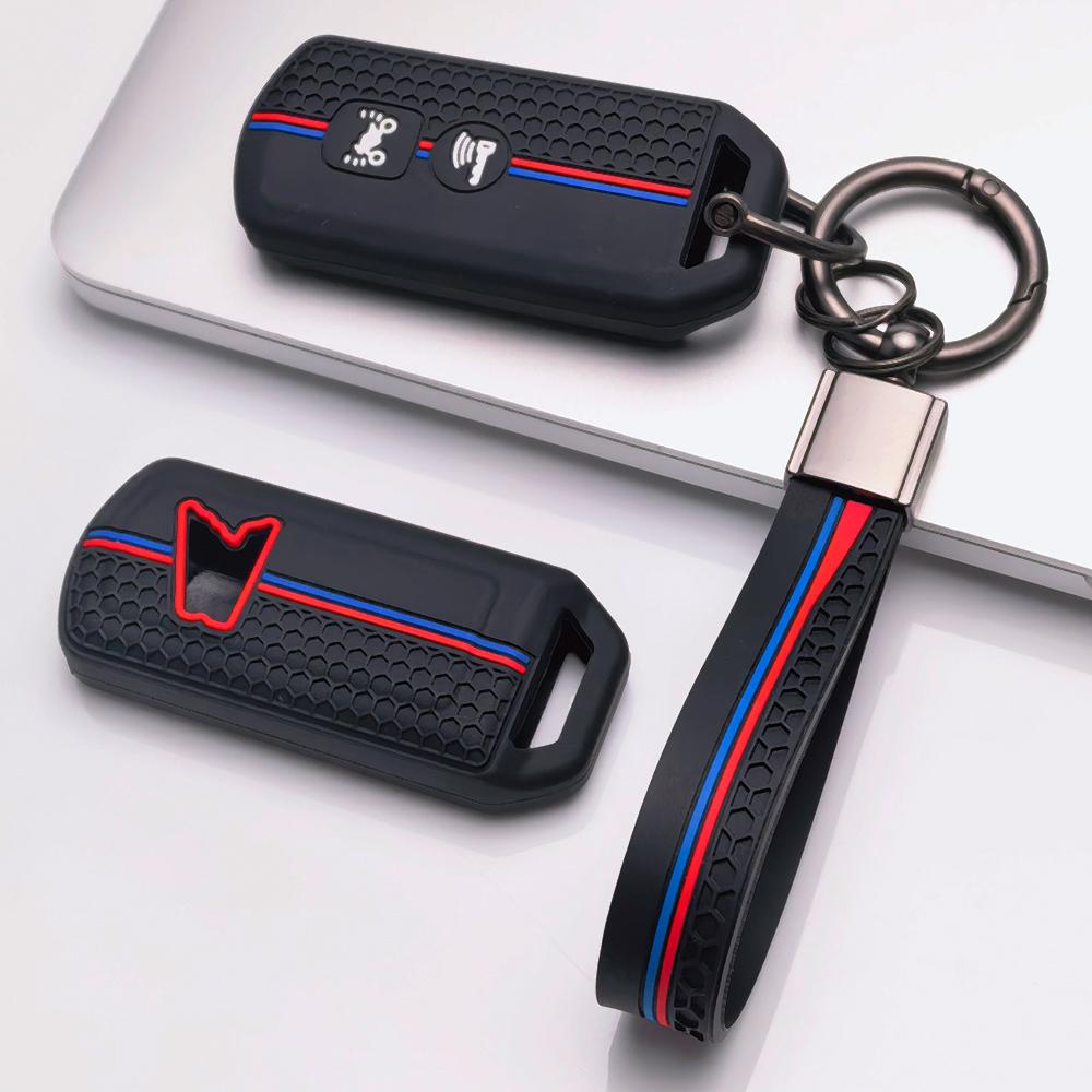 Key Shell Cover for Honda PCX150 160 ADV150 Forza125 300 Vario125 150 with Keychain Anti-Scratch Surface Shockproof Structure Soft Grip Texture