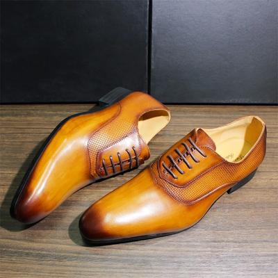 Classic Men's Pointed Toe Oxford Shoes Genuine Leather Handmade Lace-ups for Wedding Business Office Formal Wear