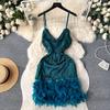 Feather Dress Ins Open Back Sling Tassel Sequins