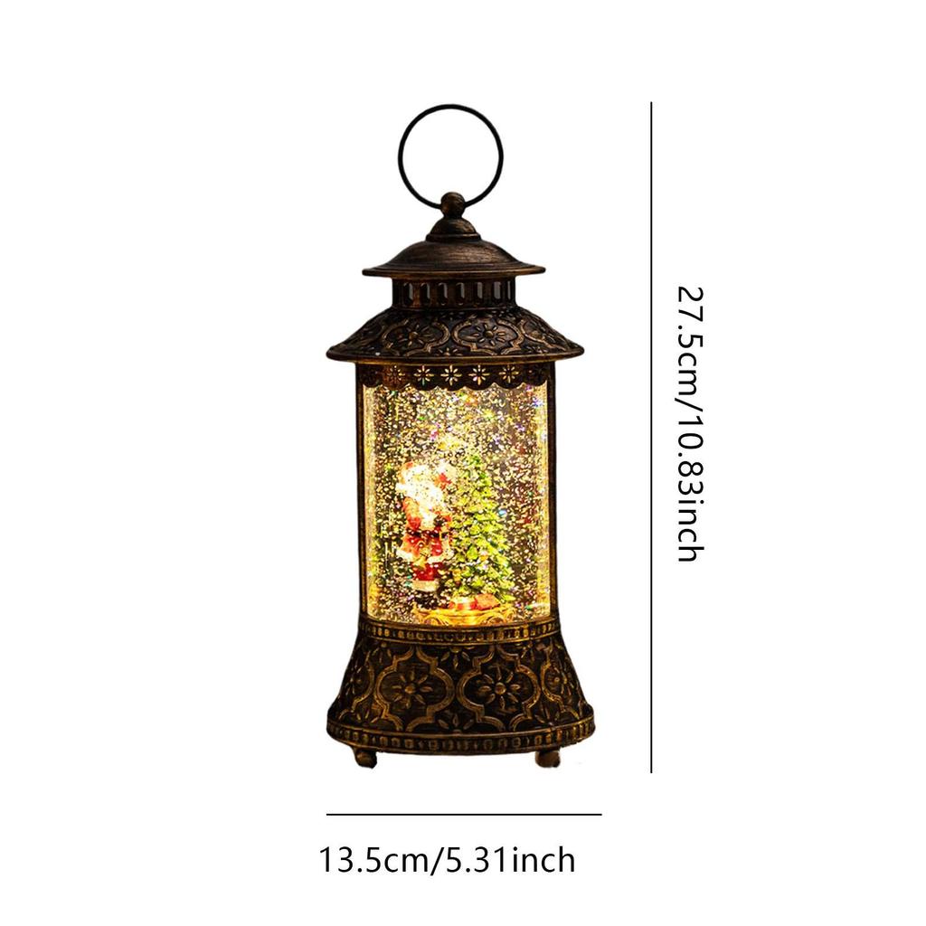 Snow Globe Lantern Lighted Musical Table Centerpiece Christmas Decoration PVC Craft for Holiday Home Decor