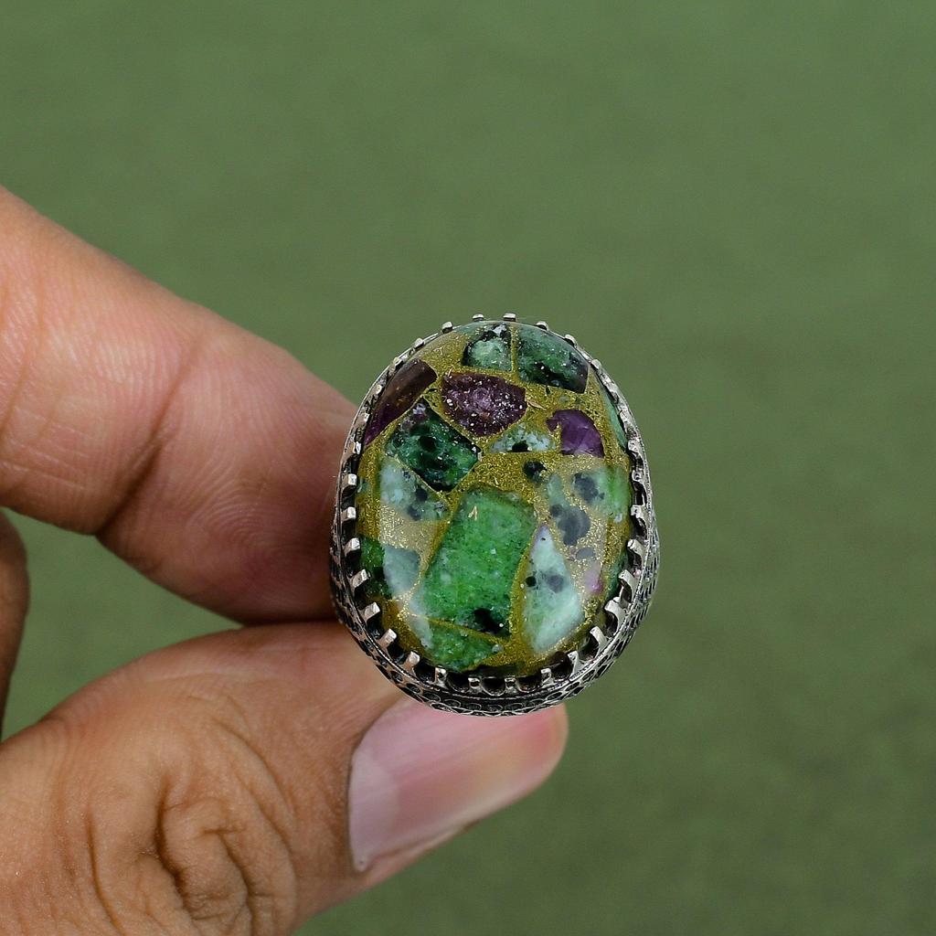 Copper Ruby Zoisite Ring 925 Sterling Silver Ring Dainty Jewelry Handmade Ring For Him Gemstone Rings Gifts For Women Available In Ring Size