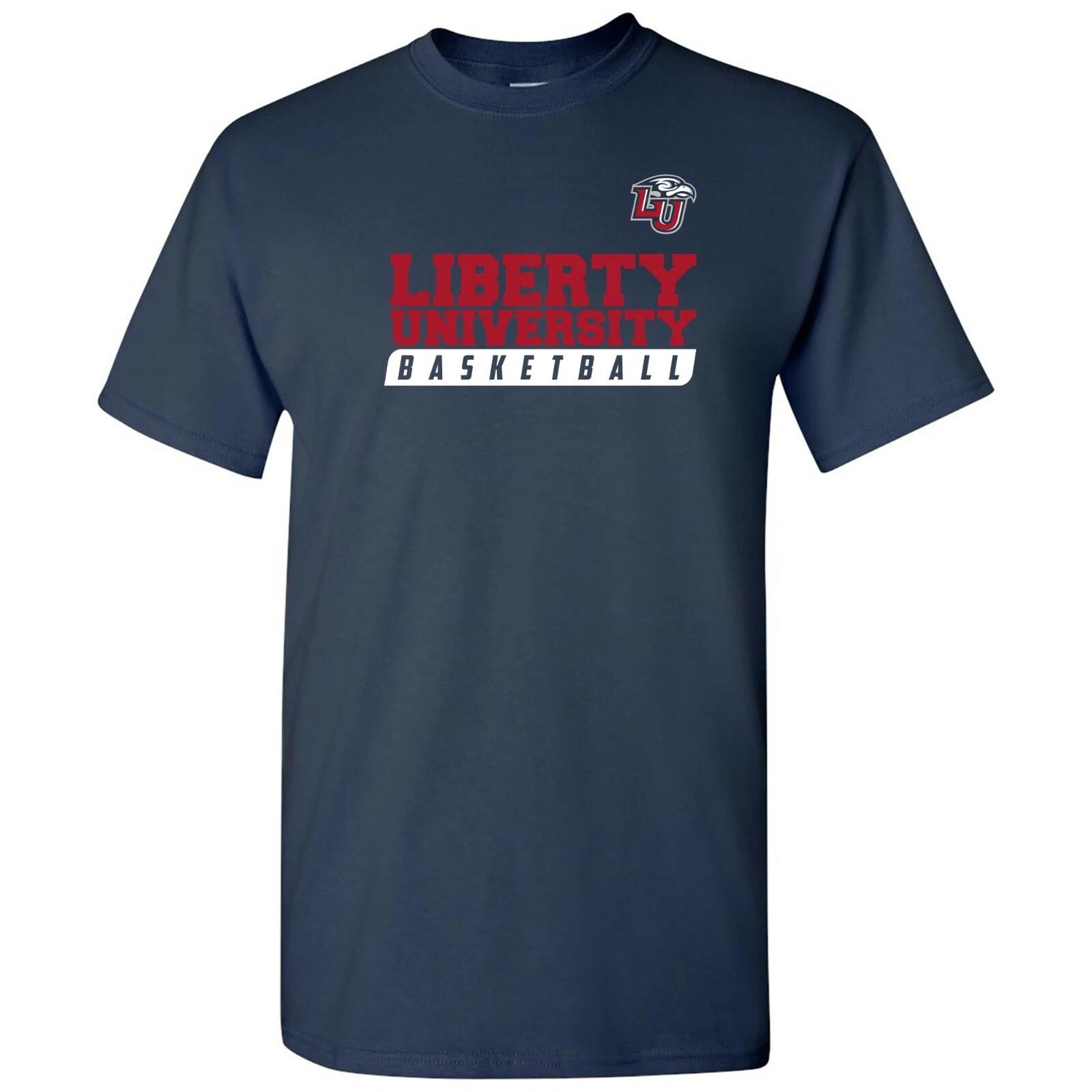 Liberty University Flames Basketball Slant Unisex Licensed T-Shirt - Navy S