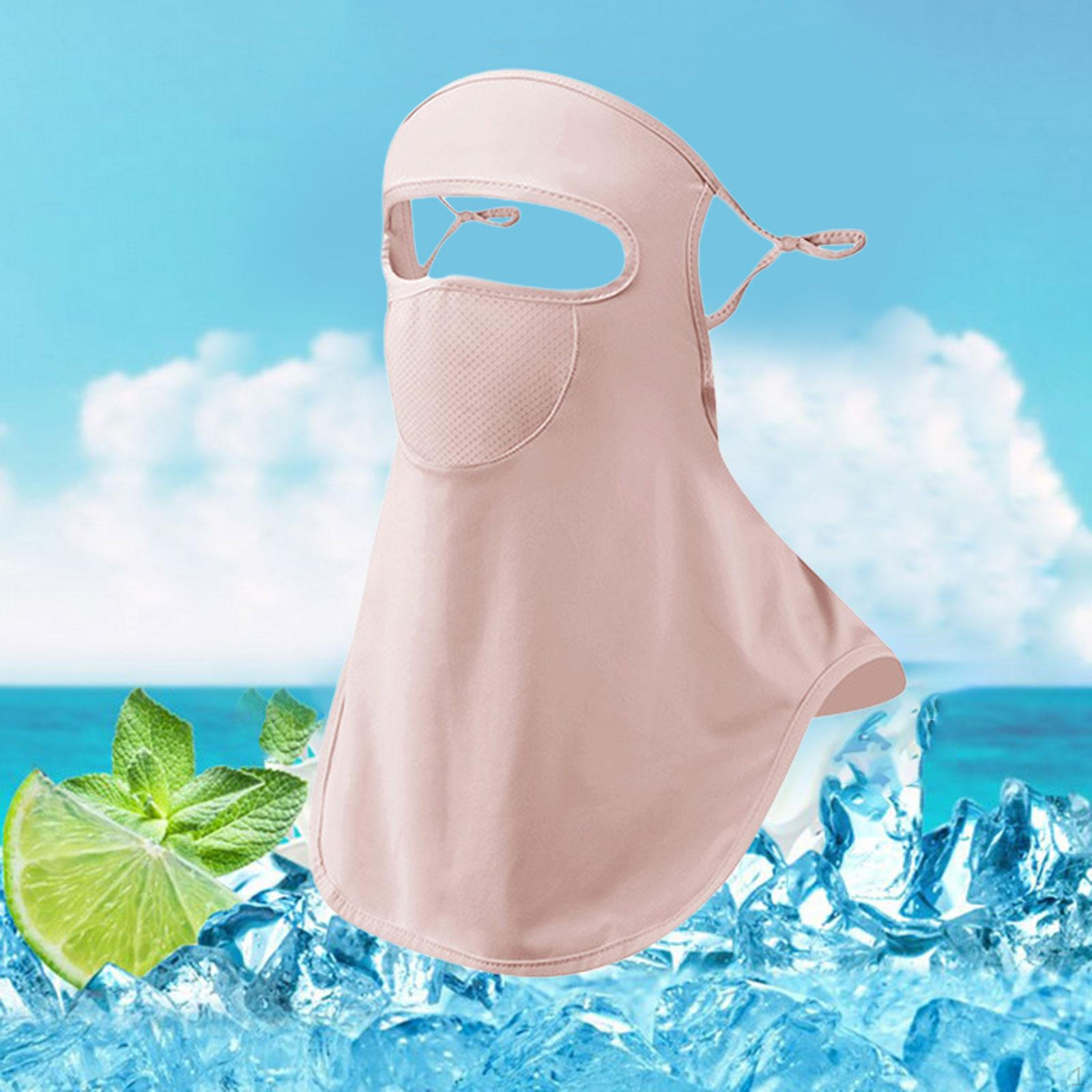 

Sun Protection Face Cover Ear Hanging Neck Gaiter Multipurpose Soft Ice Silk Mask for Women Men рожевий