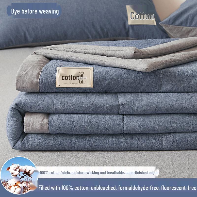 Inside and Out All-Cotton Quilt - 100% Pure Xinjiang Cotton Summer Air Conditioner Quilt for Single or Double Person