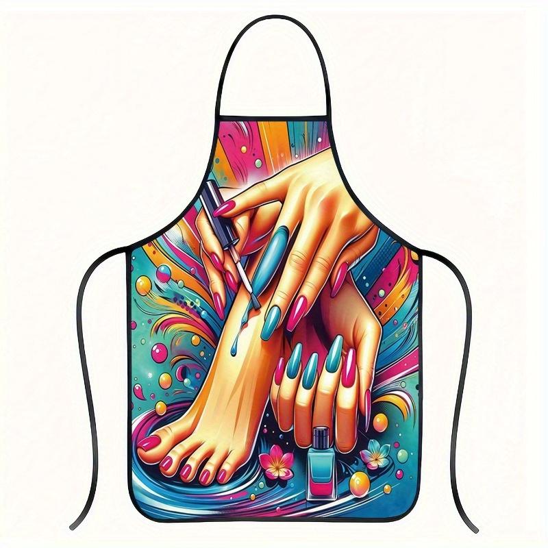 

Nail Art & Pedicure Print Apron, Colorful Manicure Design, Beauty Salon Cooking Bib, Multiple Sizes Available, Perfect for Nail 38X47cm(15X19in)
