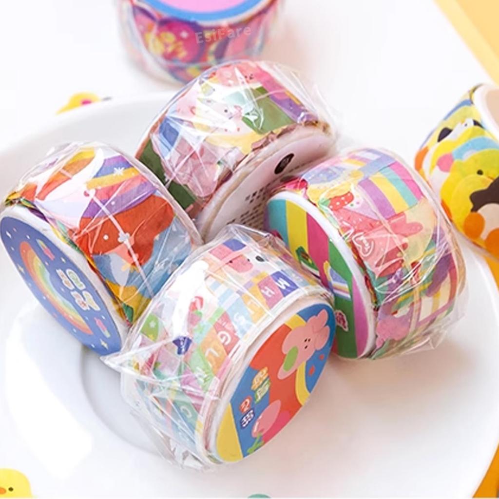 EsiFare Roztomilá maskovací 5 plánovací páska koláž washi dekorativní pro a pouzdra na smartphony páska, role, sada, materiál, papír, DIY, plánovače, diáře,