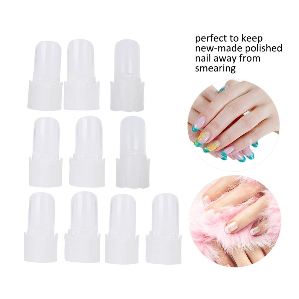 10 PEÇAS Capa à Prova de Poeira para Unha do Dedo Protetor Flexível de Manicure Protetor de Esmalte Uso em Salão