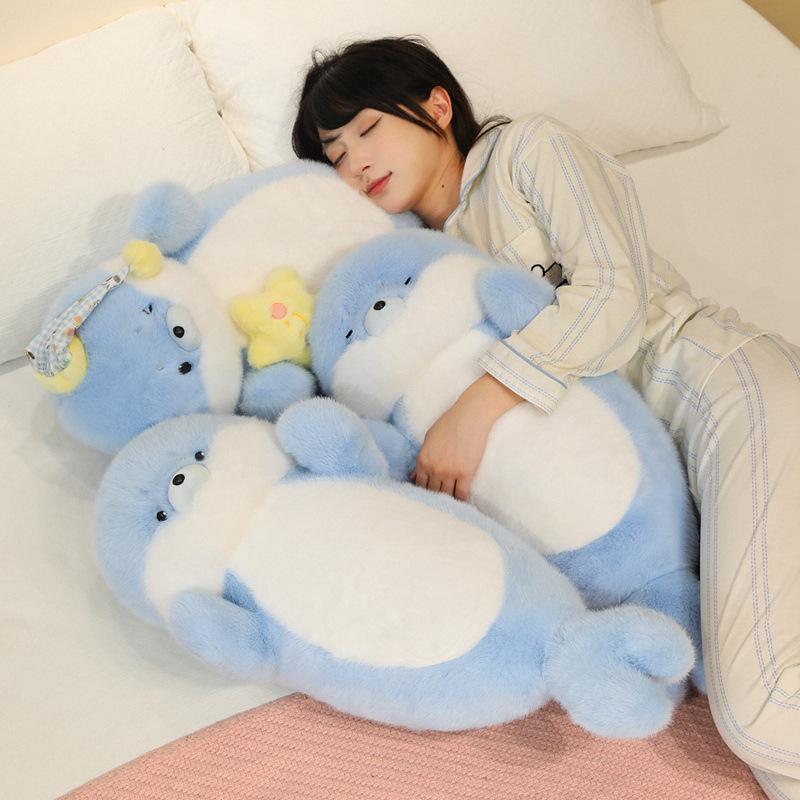 

Seal Style Bolster Pillow: Perfect for Side Sleepers, Pregnant Women, and Bedside Comfort Basic Round Eyes Blue Seal