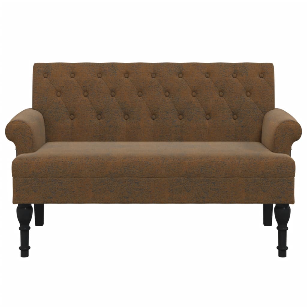 Bench with Backrest Brown 120 x 62 x 75.5 cm Faux Suede Look