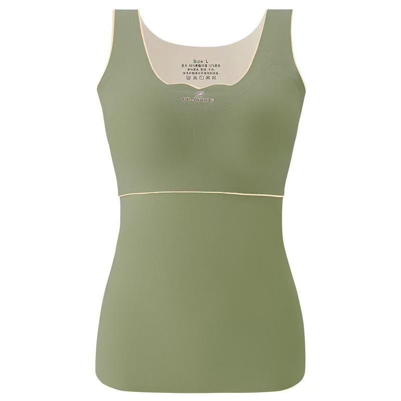 Женский терможилет с нагрудными накладками - немецкий бархат, плюс бархат, утолщенный зимний топ с низким воротником L [40-50 kg]