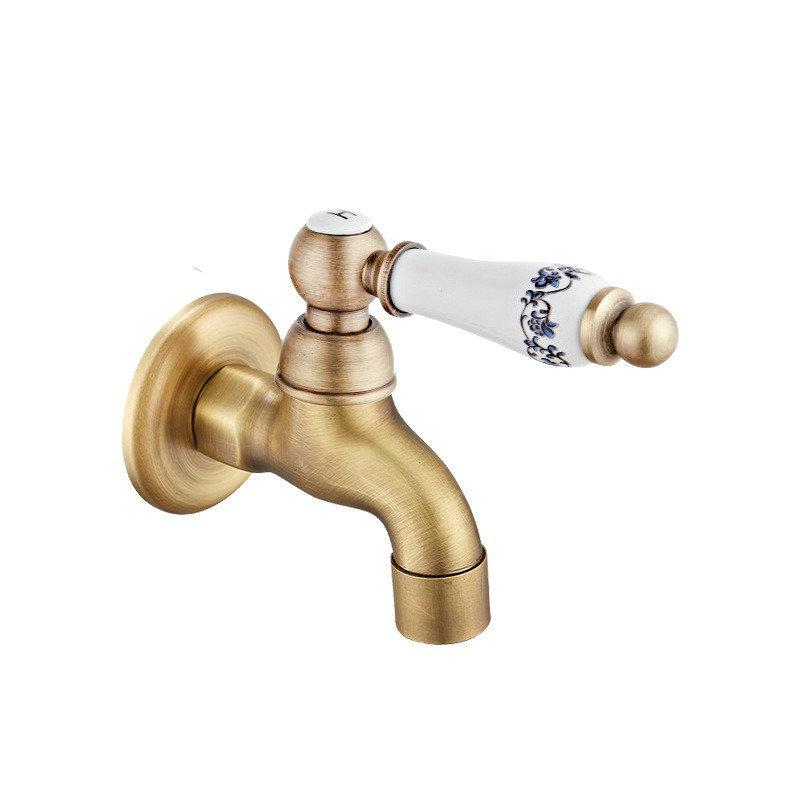 Grifo para Fregadero de Mopa de Estilo Europeo de Doble Uso con Rociador de Apertura Rápida - Agua Fría Única, Uno Entra Dos Salen