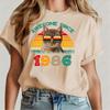 Vintage Awesome Since 1986 Unisex Cotton Shirt Retro Cool Sunglasses Fun Cat Tee 40th Birthday Party Gifts Ropa Mujer Man Tops