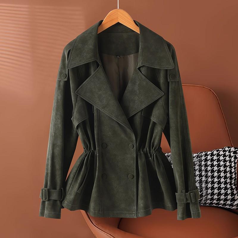 Womens Short Faux Suede Leather Jacket