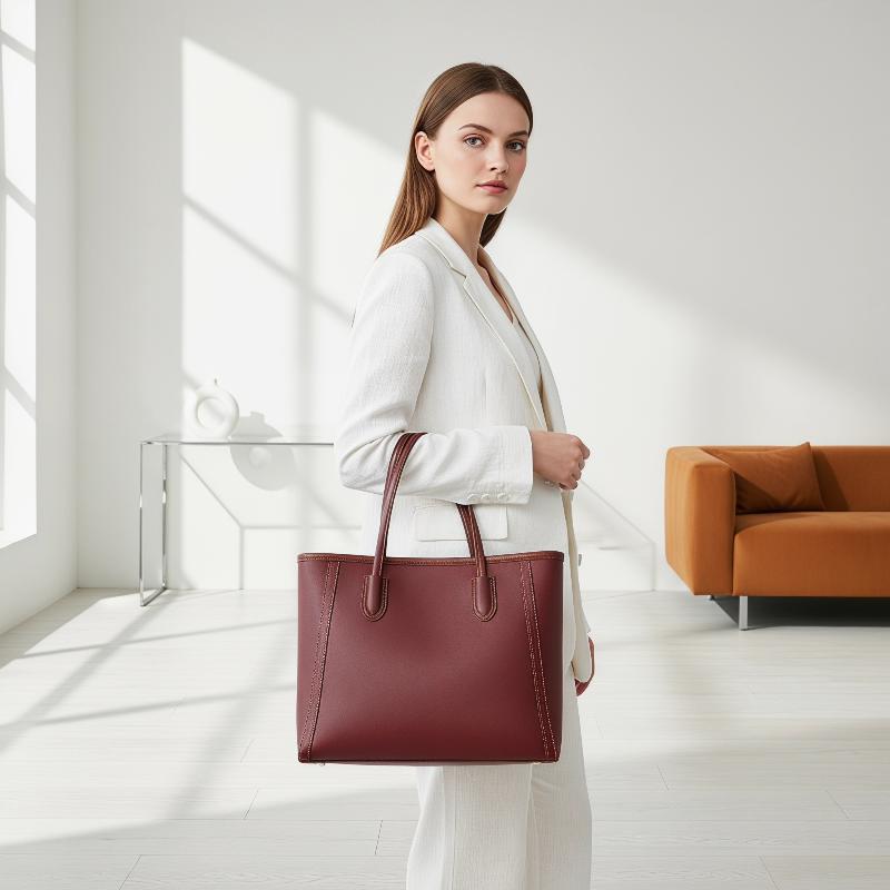 Large Capacity Women's Commuting Tote Bag PU Leather Shoulder Bag for Everyday Activities