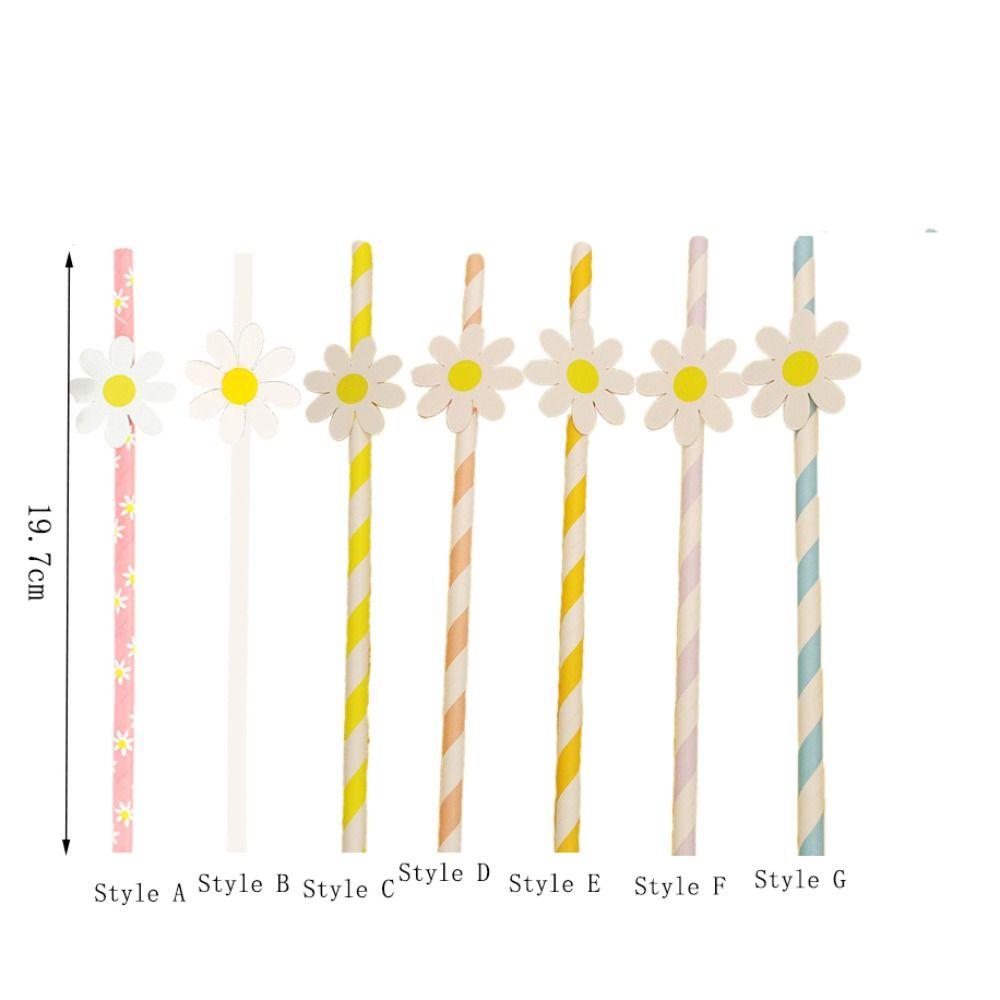 20pcs Eco Friendly Disposable Straws Paper Drinking Straw Party Supplies Daisy Straws  Wedding