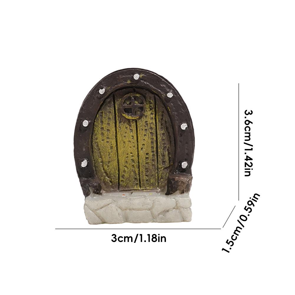 Porta de Fada para Terrário Decoração de Porta de Madeira em Miniatura Casa de Bonecas Jardim de Fadas Mini Porta Acessório Jardim de Fadas para Aquário
