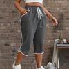 2025 Plus Size European & American Color Block Casual Capris - Summer Loose Fit