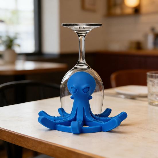 Octopus-Shaped Cup Drying Rack with 8-Arm Creative PLA Water Bottle Holder for Mugs Glasses Tumblers Space-Saving Countertop Organizer for Kitchen