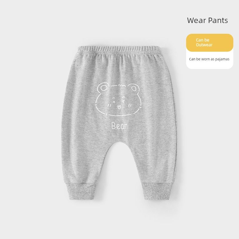 [Fleece-lined] Baby pants Fall and winter baby fart pants kids Heattech boys big pp pants autumn girl cotton pants